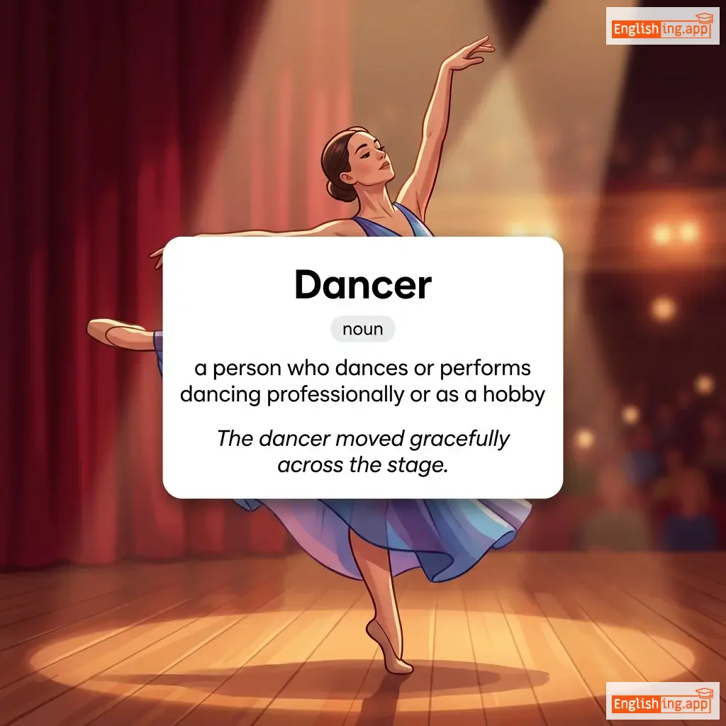 Dancer definition card — visual illustration of the meaning
