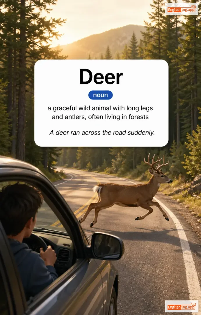 Deer definition card — visual illustration of the meaning