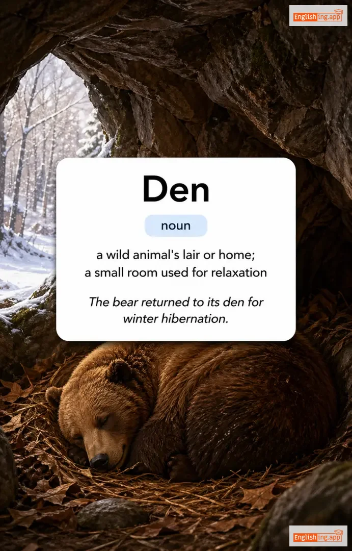 Den definition card — visual illustration of the meaning