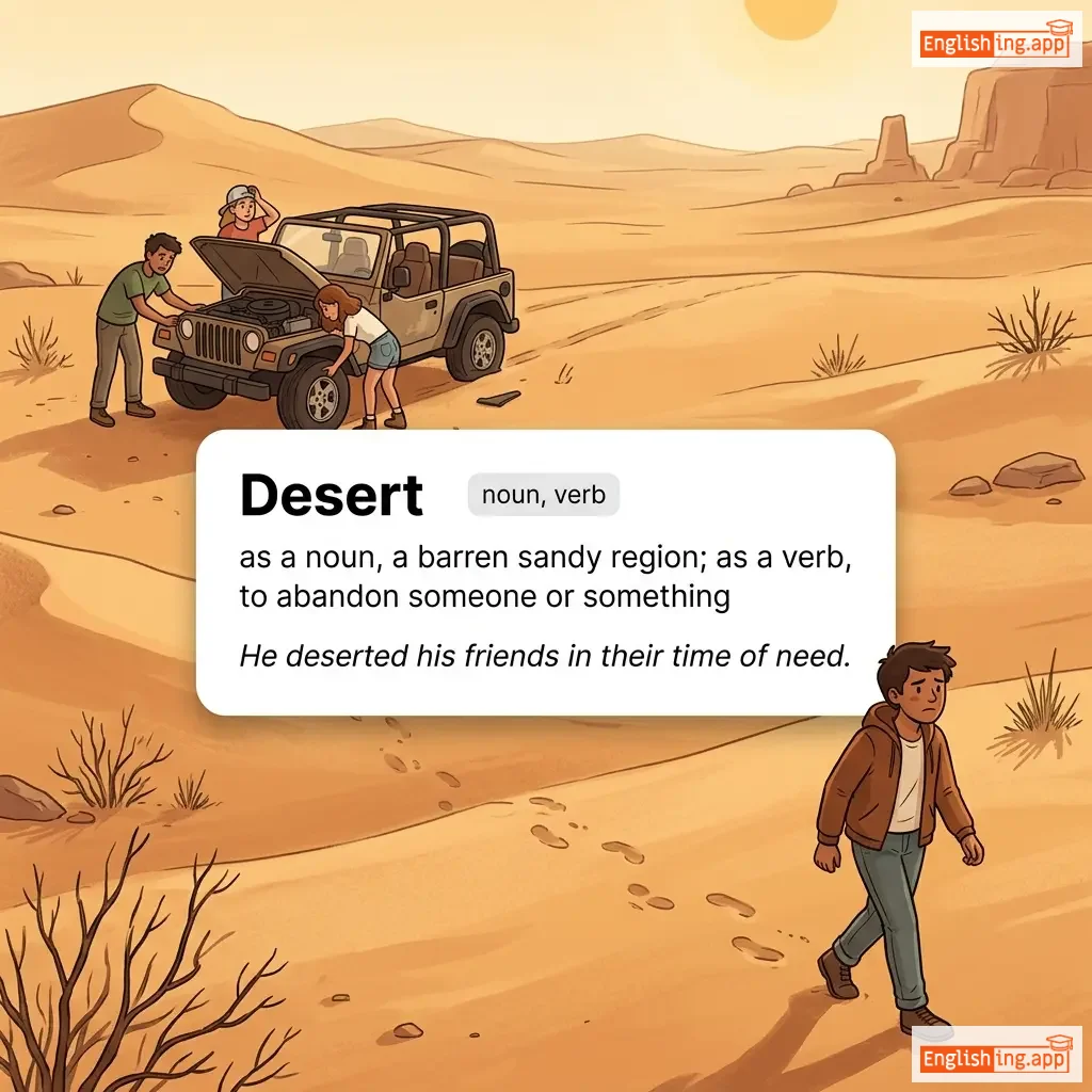 Desert definition card — visual illustration of the meaning