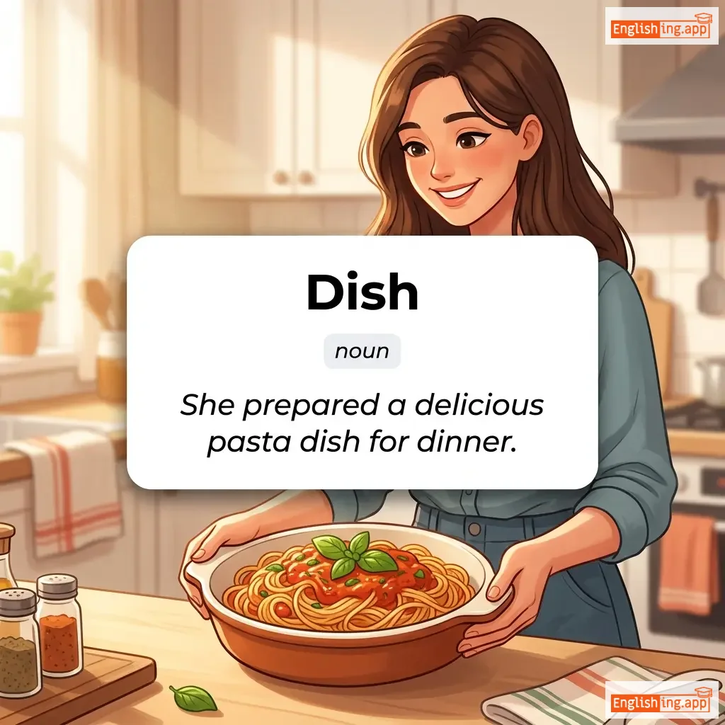 Dish definition card — visual illustration of the meaning