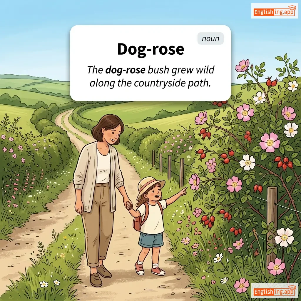 Dog-rose definition card — visual illustration of the meaning