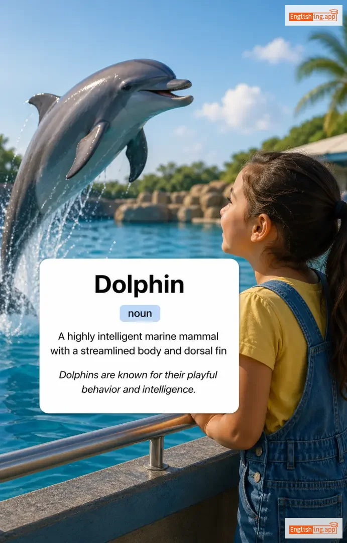 Dolphin definition card — visual illustration of the meaning