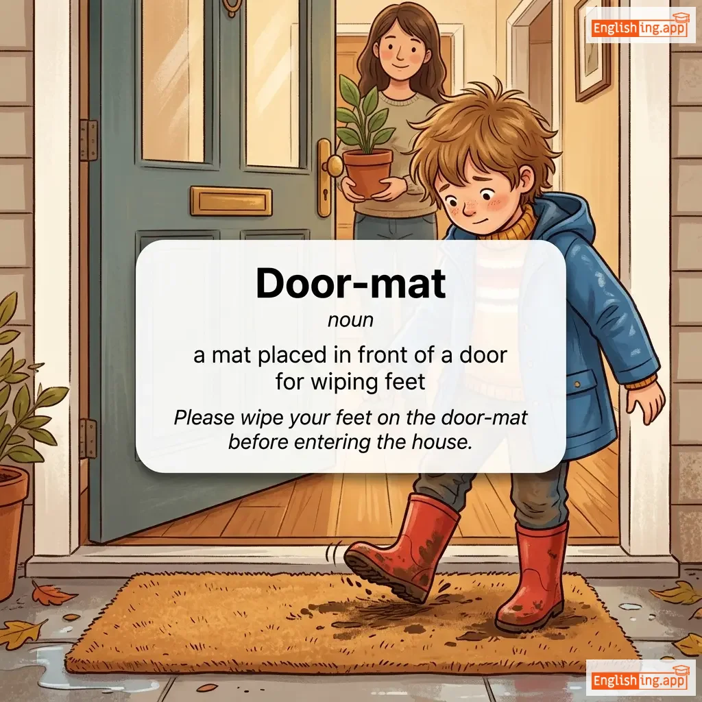 Door-mat definition card — visual illustration of the meaning