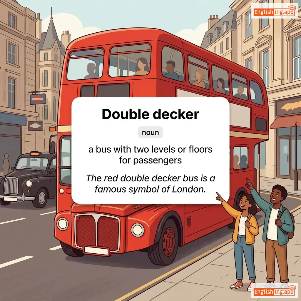 Double decker definition card — visual illustration of the meaning