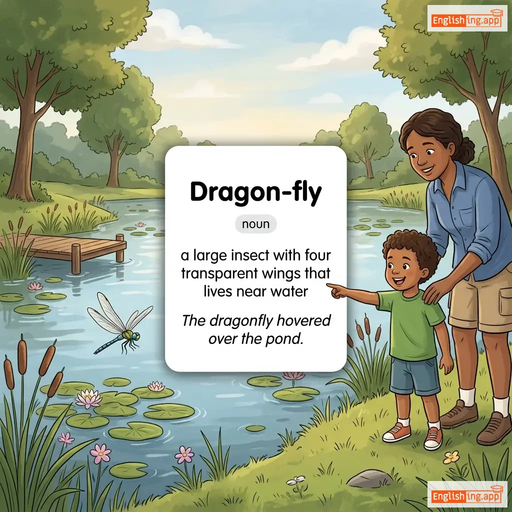 Dragon-fly definition card — visual illustration of the meaning