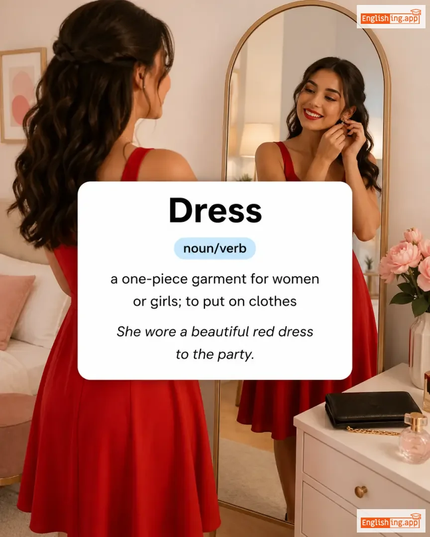 Dress definition card — visual illustration of the meaning