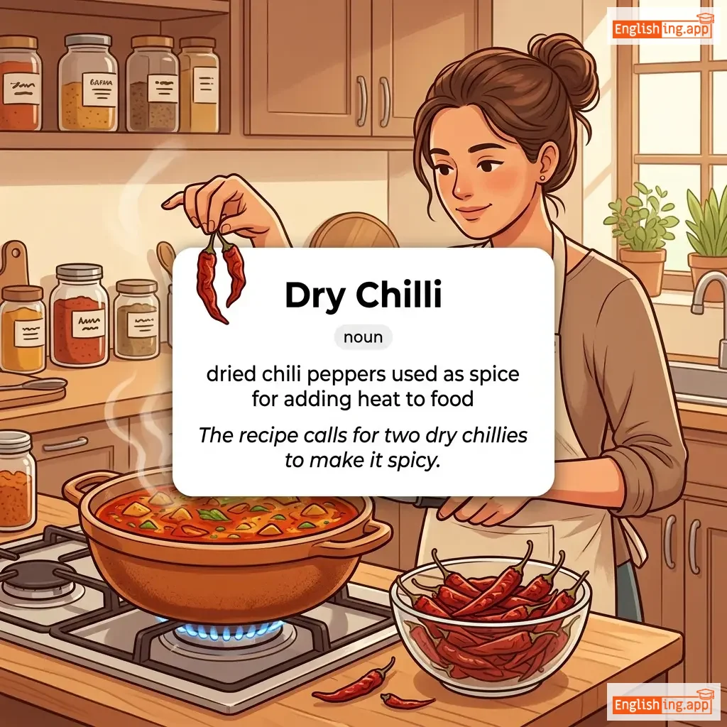Dry Chilli definition card — visual illustration of the meaning