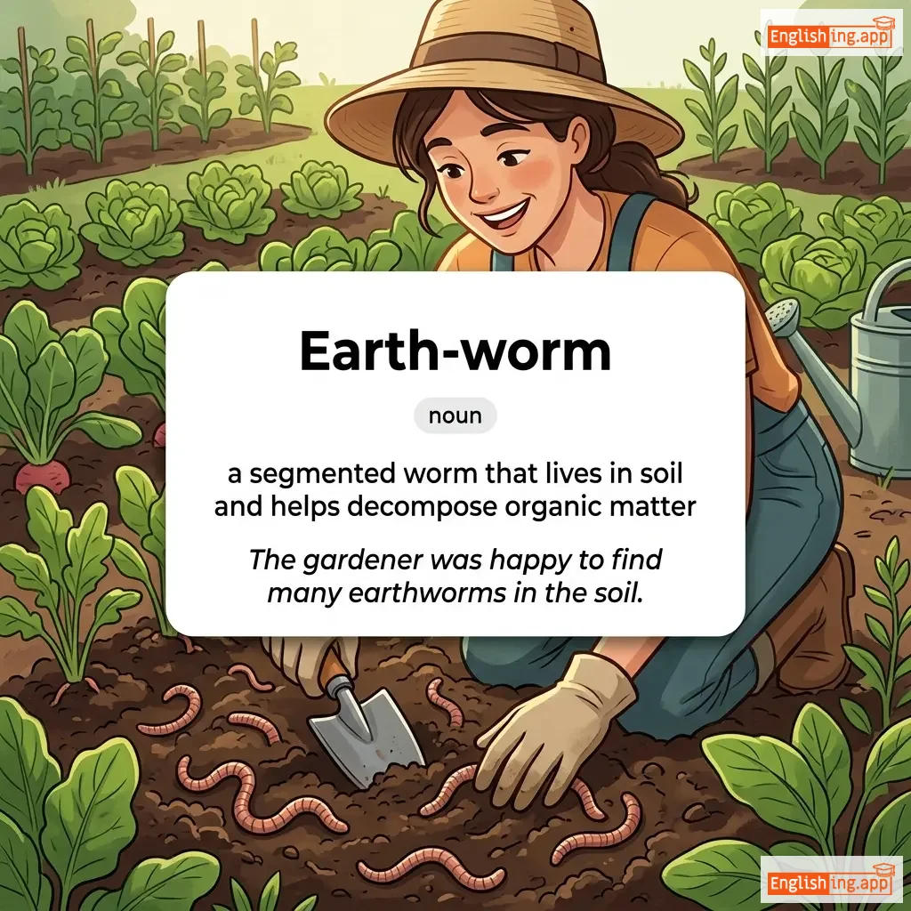 Earth-worm definition card — visual illustration of the meaning