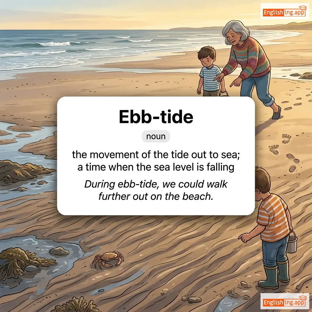 Ebb-tide definition card — visual illustration of the meaning