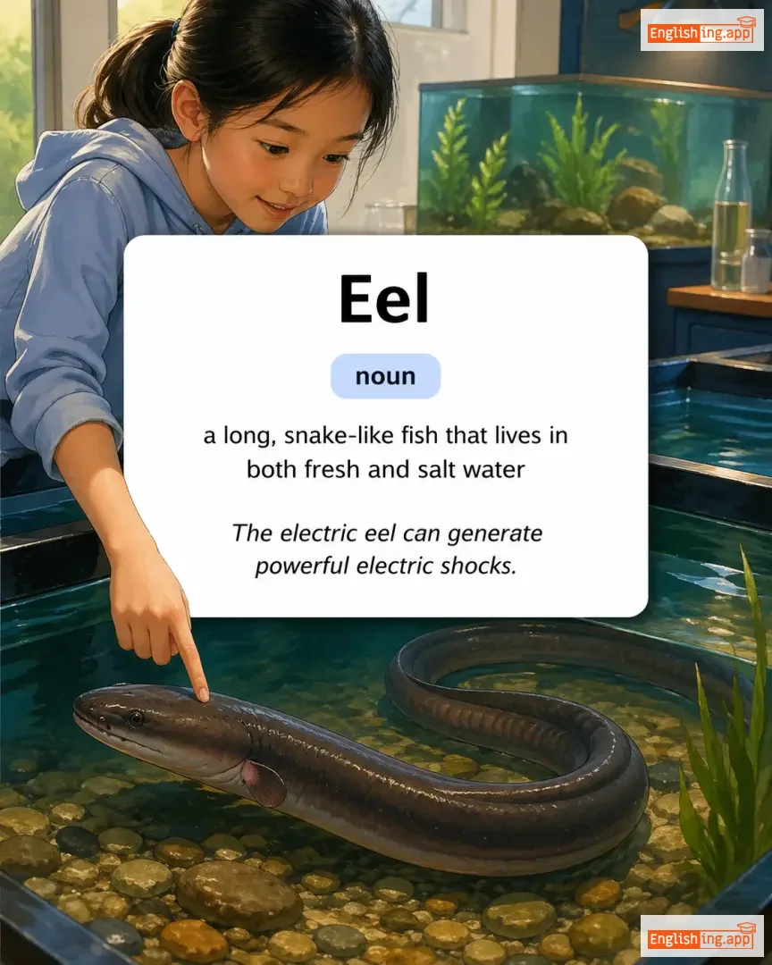 Eel definition card — visual illustration of the meaning