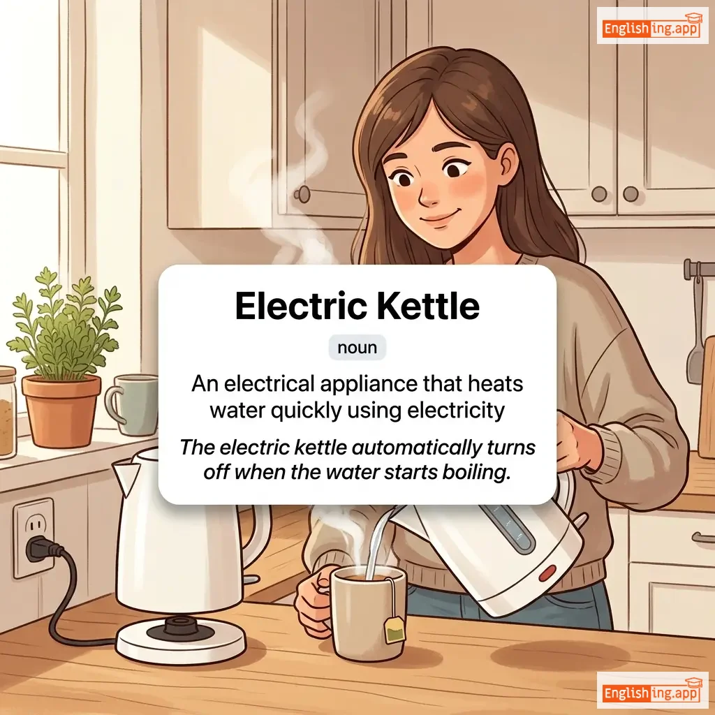 Electric Kettle definition card — visual illustration of the meaning