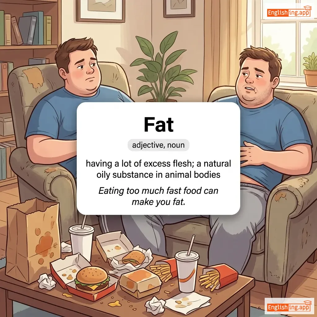Fat definition card — visual illustration of the meaning
