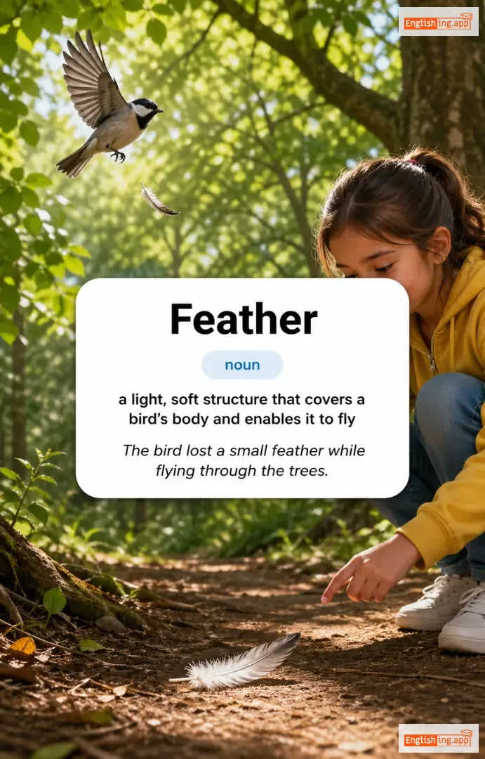 Feather definition card — visual illustration of the meaning