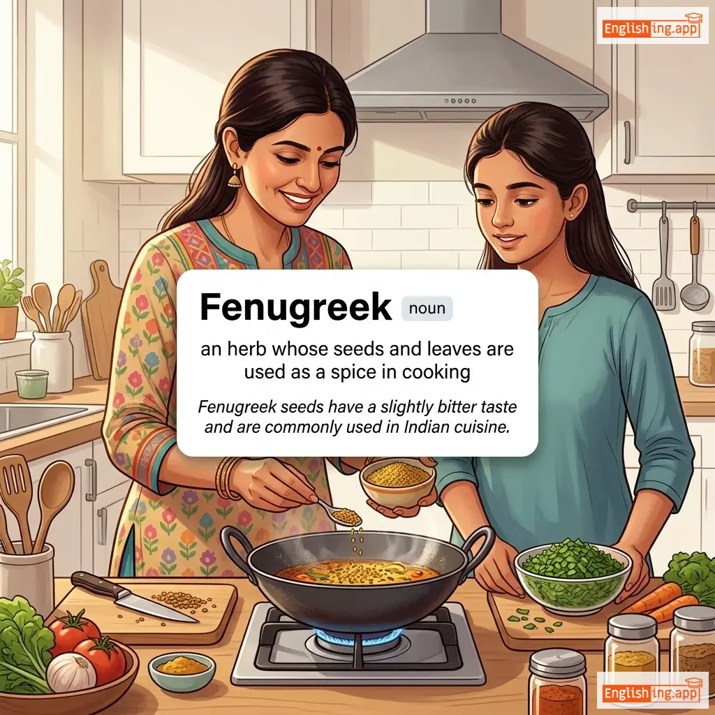 Fenugreek definition card — visual illustration of the meaning