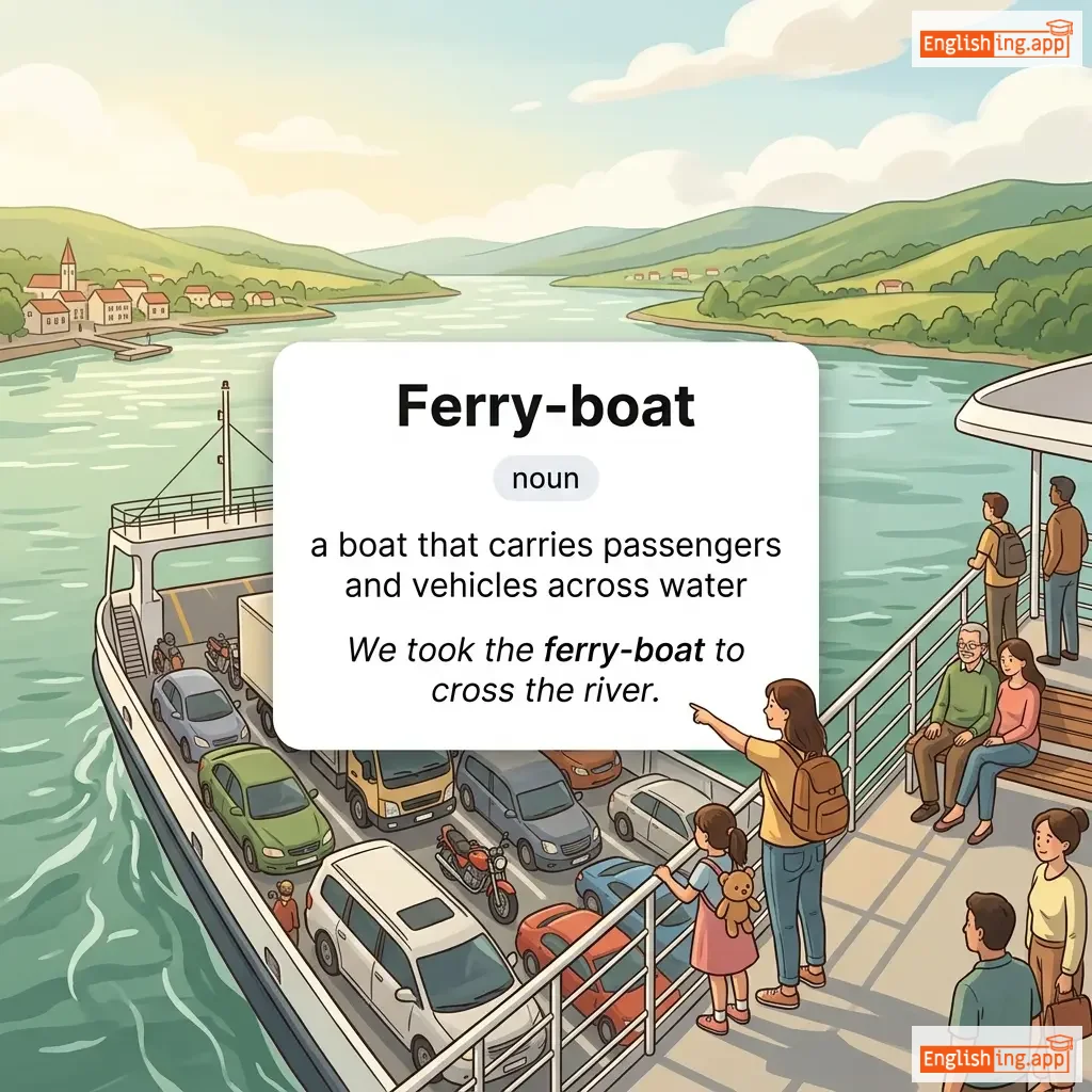Ferry-boat definition card — visual illustration of the meaning