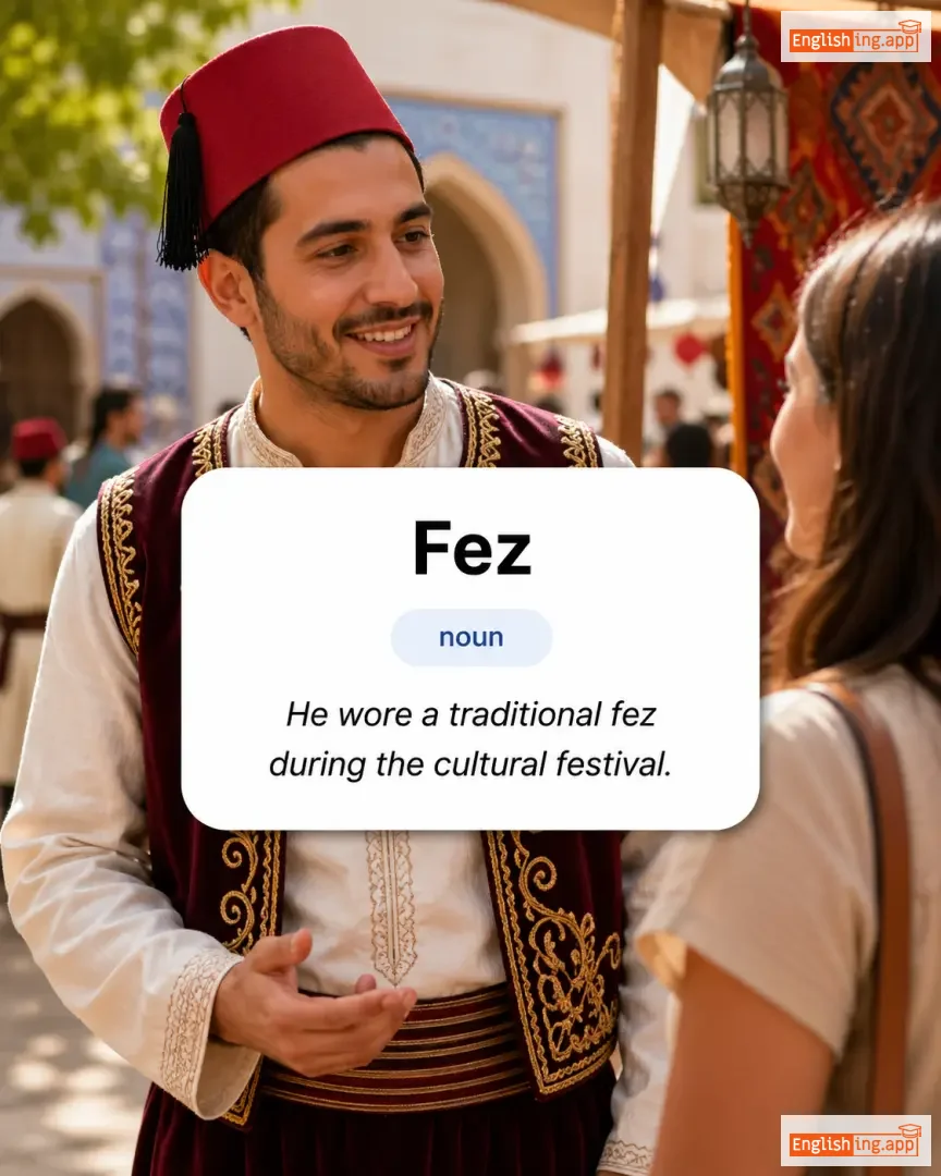 Fez definition card — visual illustration of the meaning