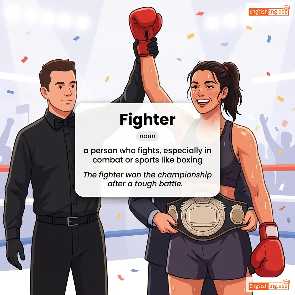 Fighter definition card — visual illustration of the meaning