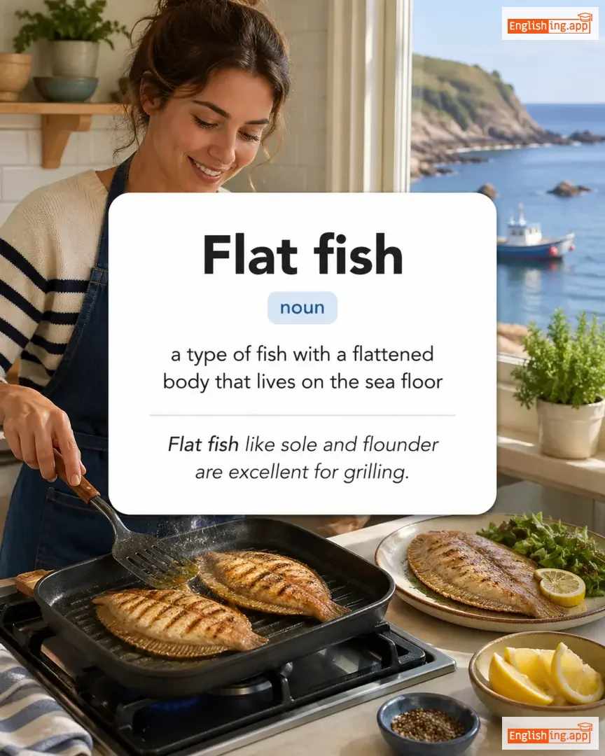 Flat fish definition card — visual illustration of the meaning