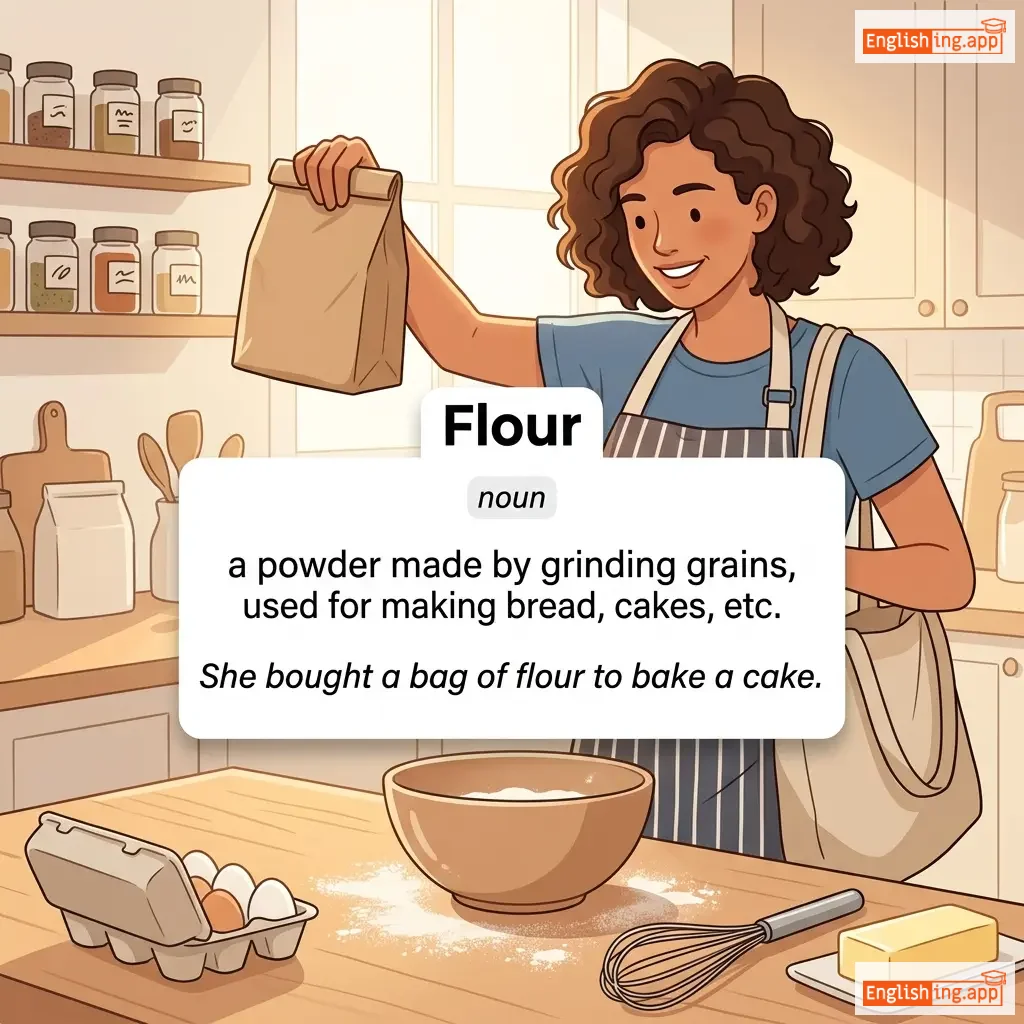 Flour definition card — visual illustration of the meaning