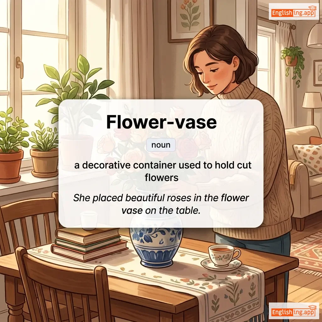 Flower-vase definition card — visual illustration of the meaning