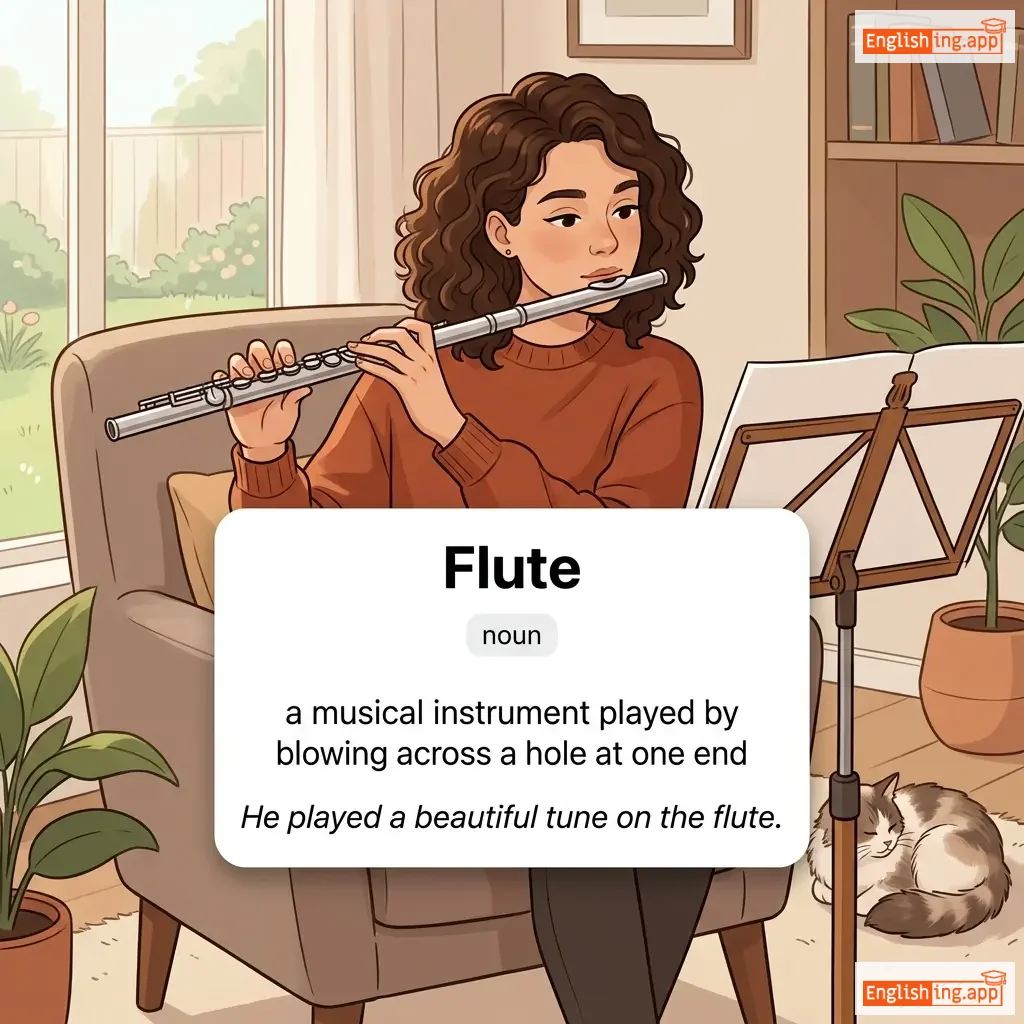 Flute definition card — visual illustration of the meaning