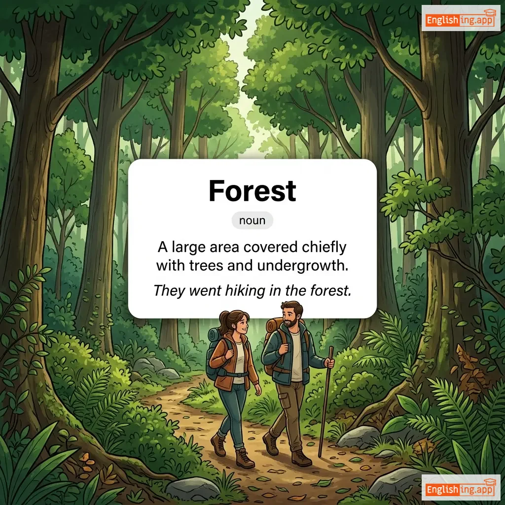 Forest definition card — visual illustration of the meaning