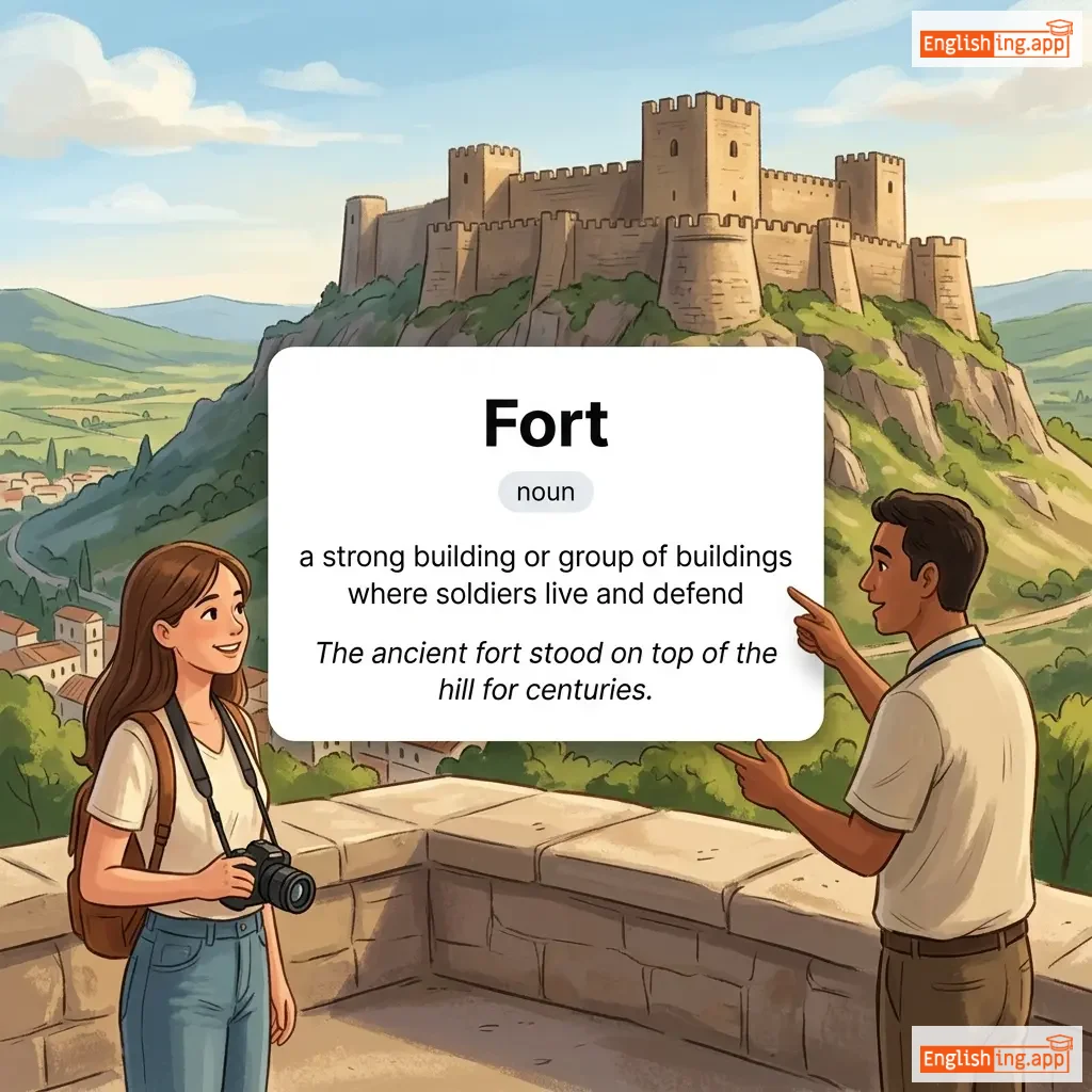 Fort definition card — visual illustration of the meaning