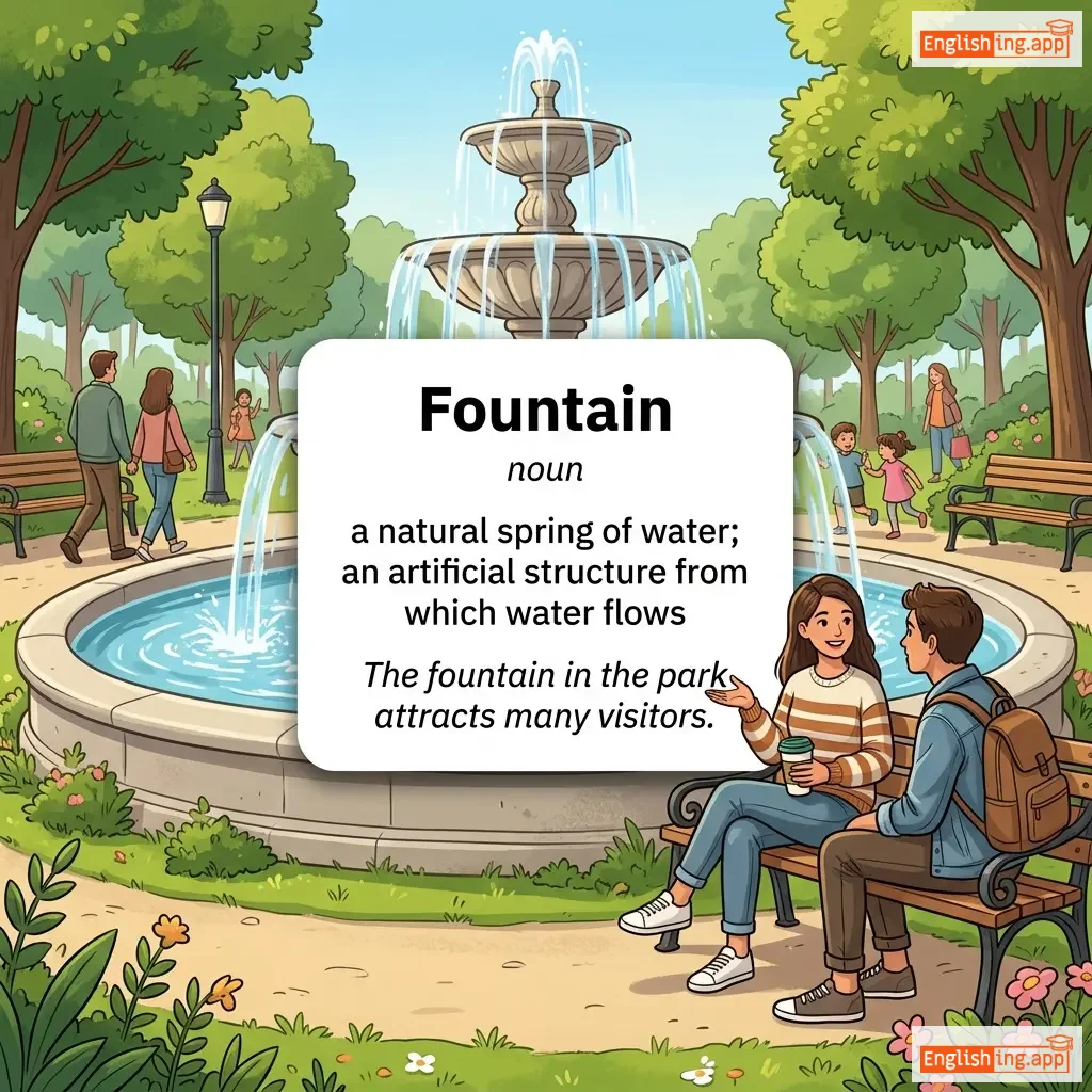 Fountain definition card — visual illustration of the meaning