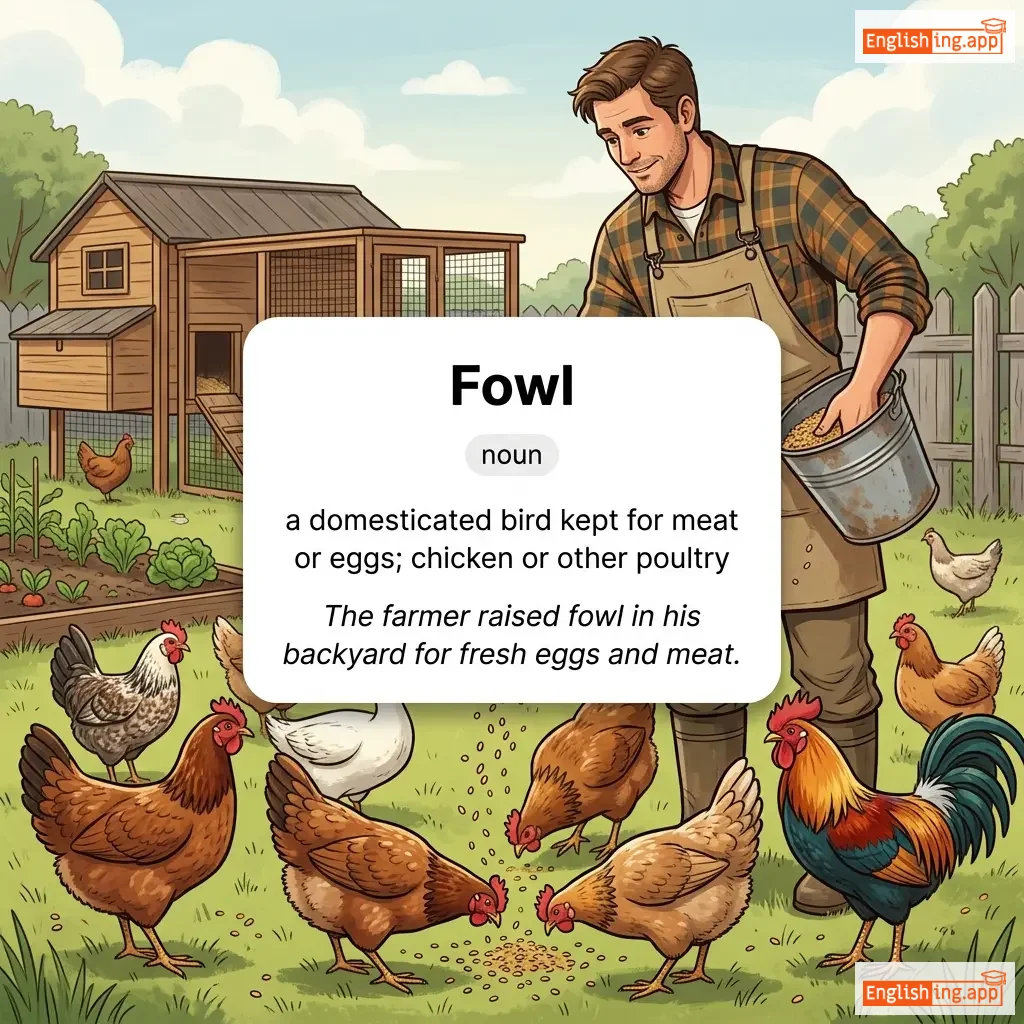 Fowl definition card — visual illustration of the meaning