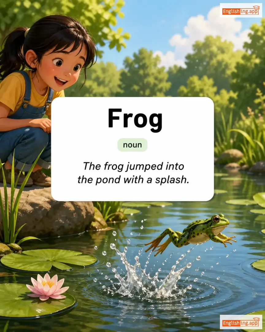 Frog definition card — visual illustration of the meaning