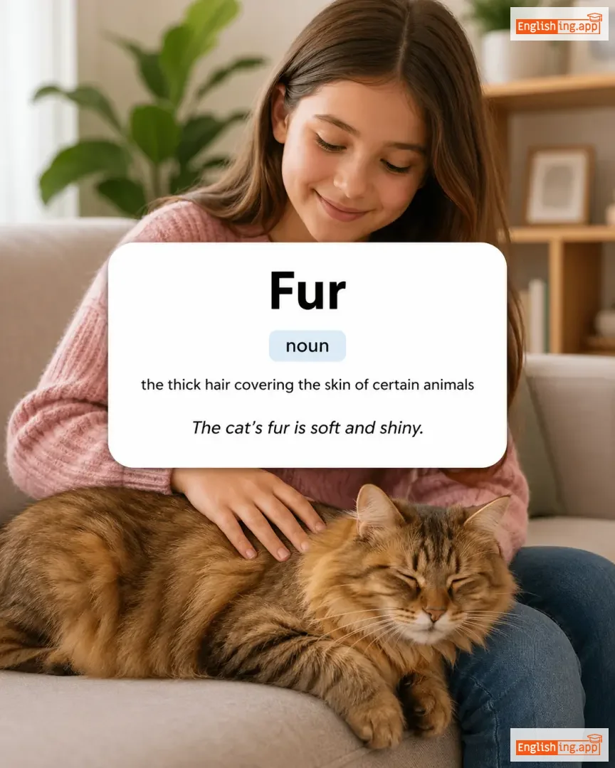 Fur definition card — visual illustration of the meaning