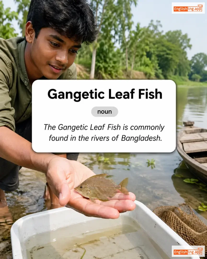 Gangetic Leaf Fish definition card — visual illustration of the meaning