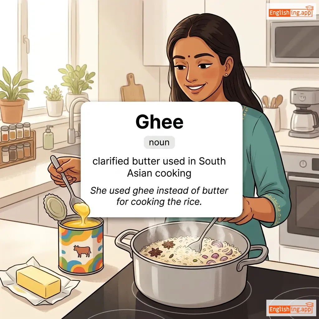 Ghee definition card — visual illustration of the meaning