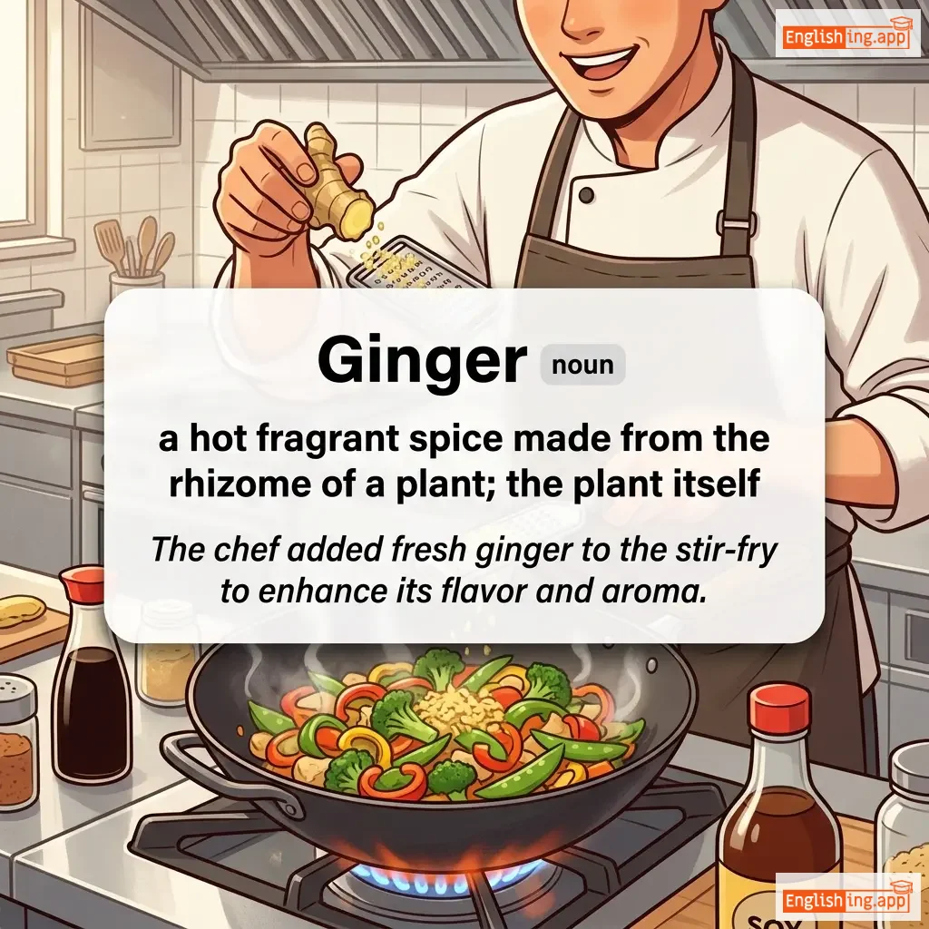 Ginger definition card — visual illustration of the meaning