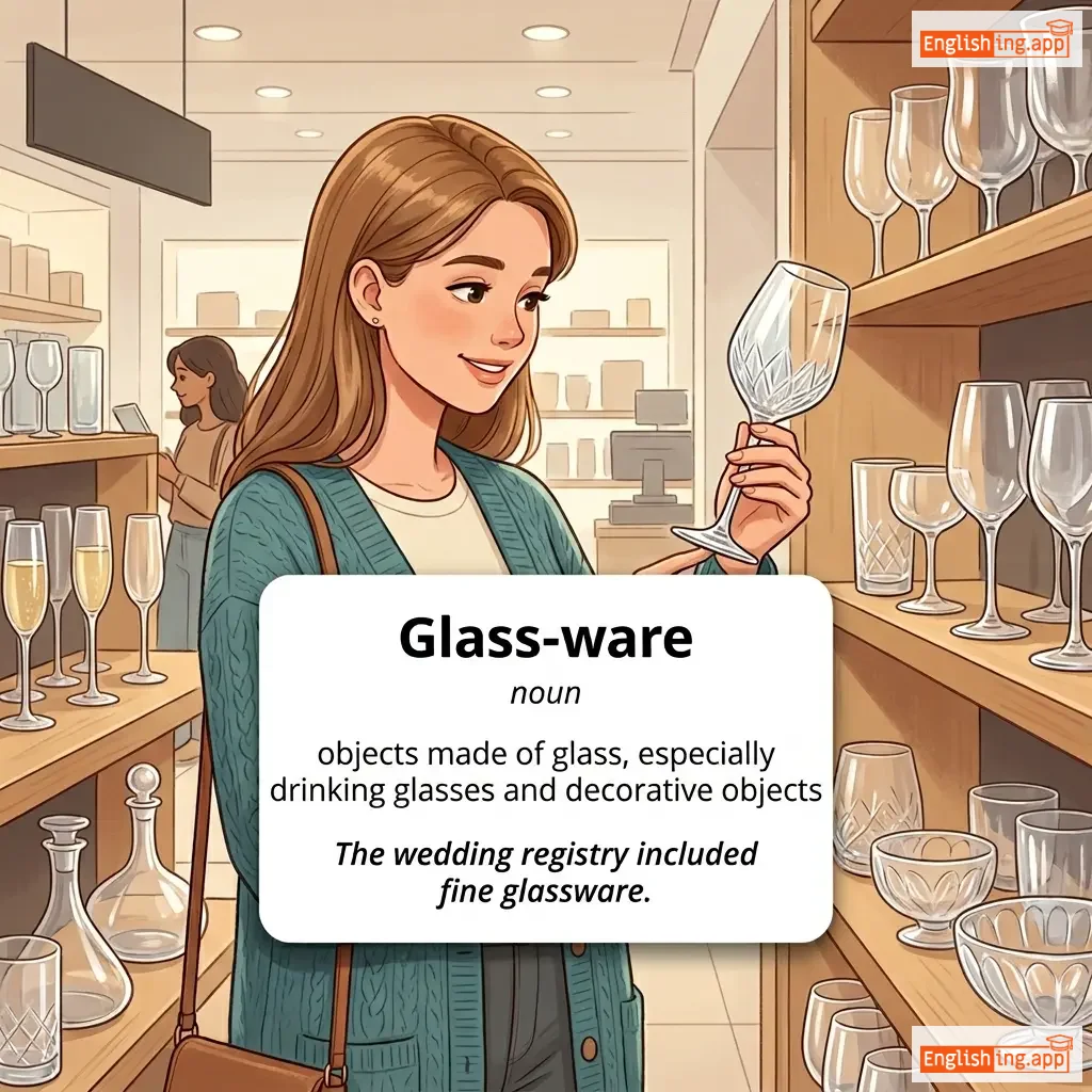 Glass-ware definition card — visual illustration of the meaning