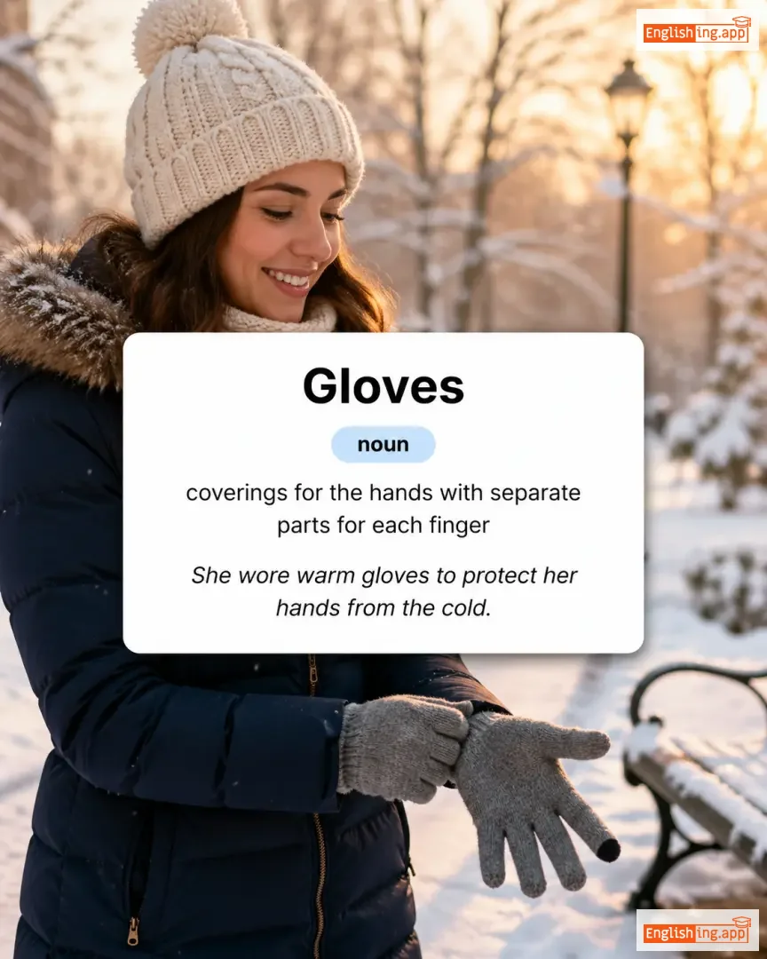 Gloves definition card — visual illustration of the meaning