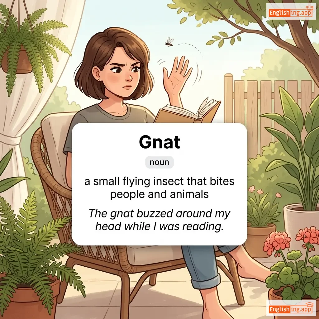 Gnat definition card — visual illustration of the meaning