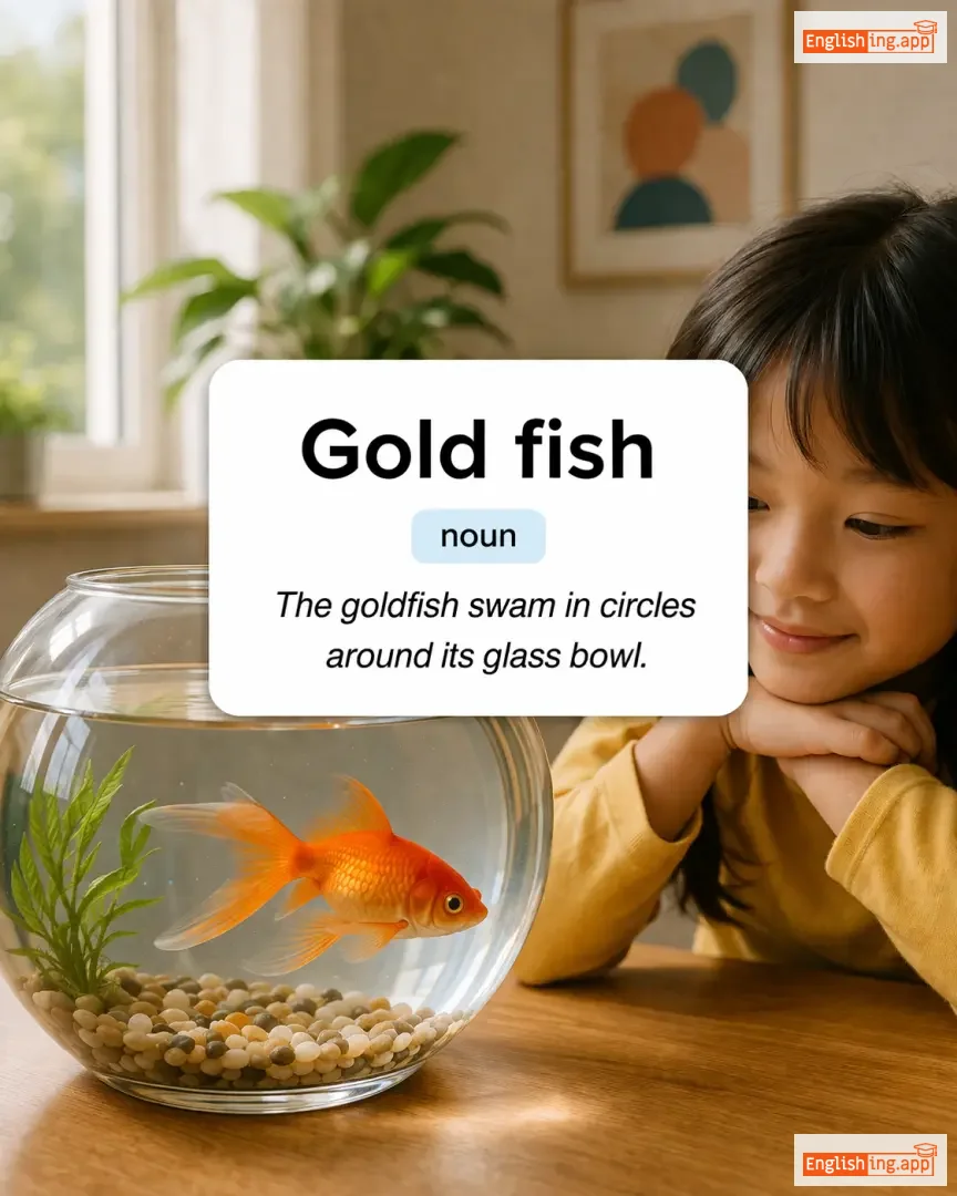 Gold fish definition card — visual illustration of the meaning