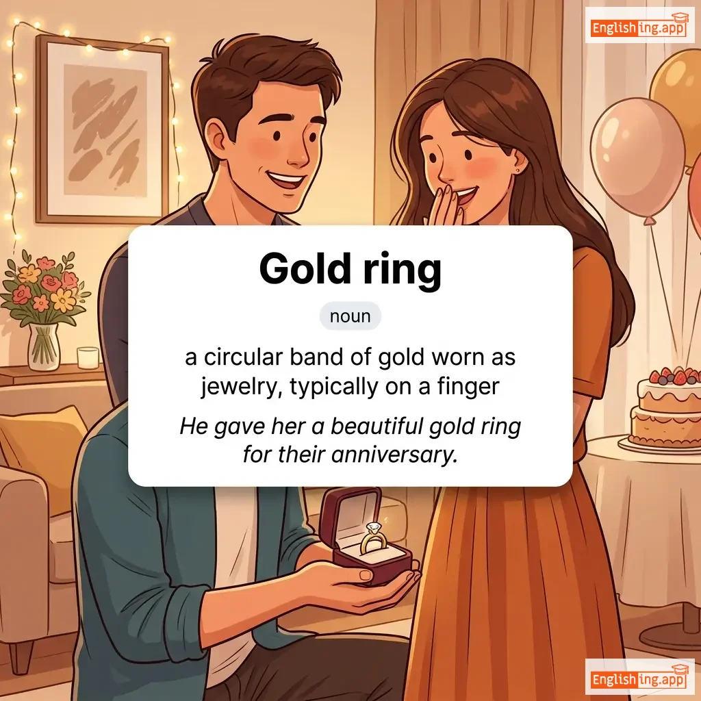 Gold ring definition card — visual illustration of the meaning