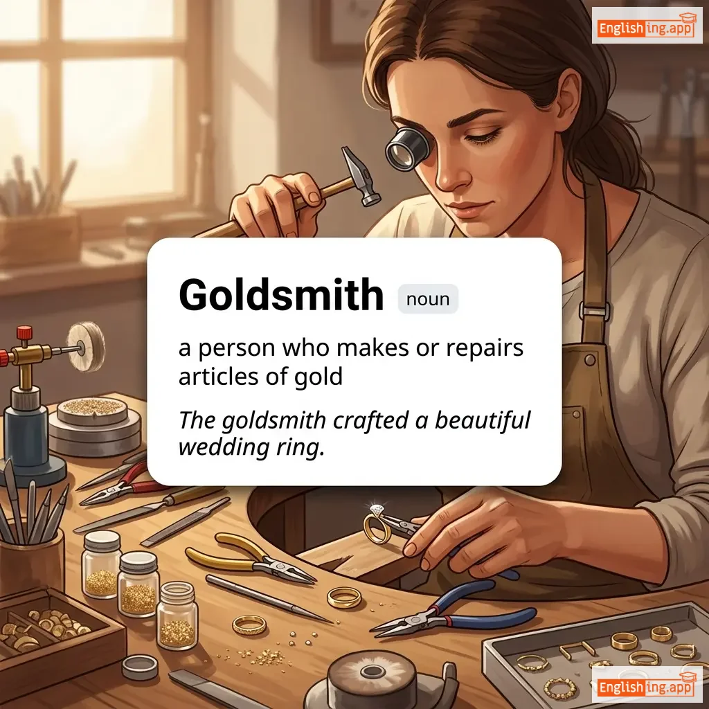 Goldsmith definition card — visual illustration of the meaning