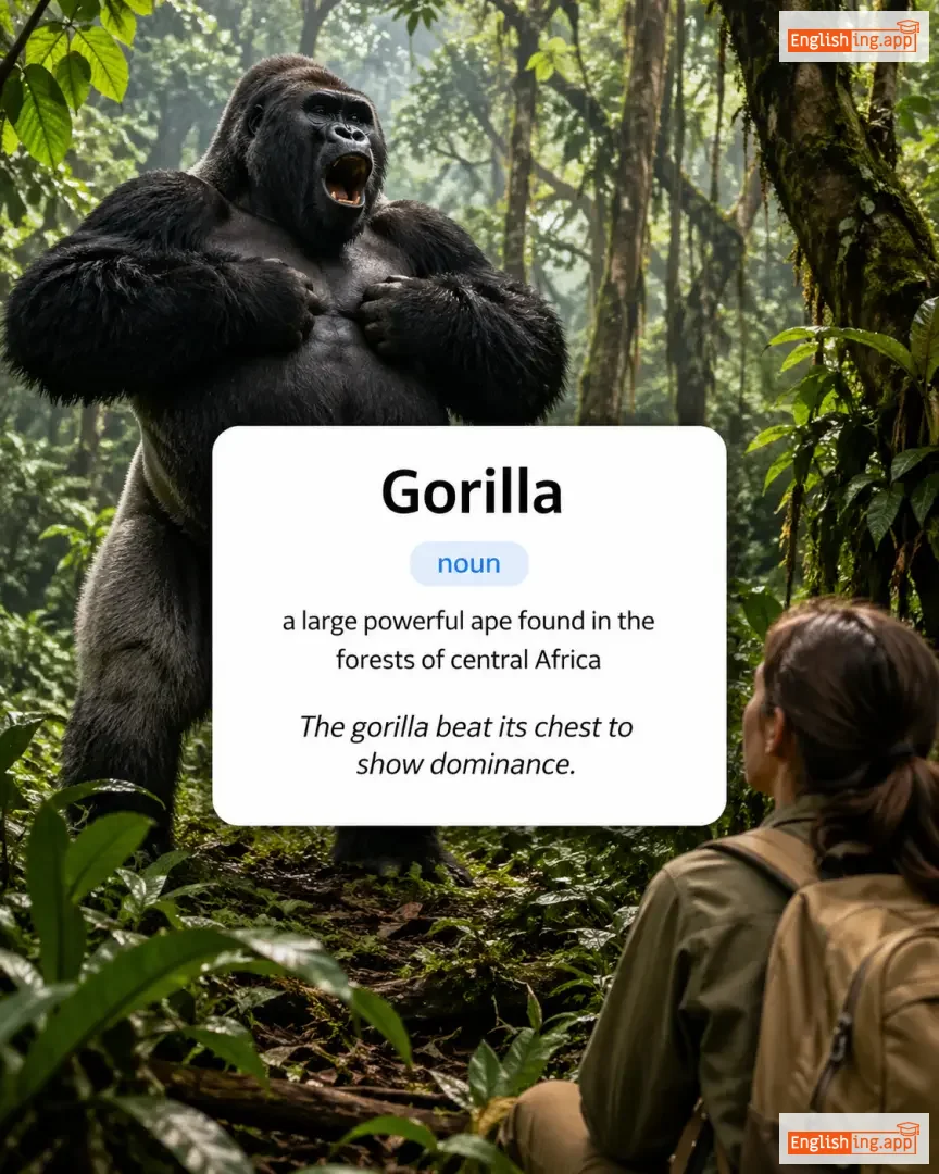 Gorilla definition card — visual illustration of the meaning