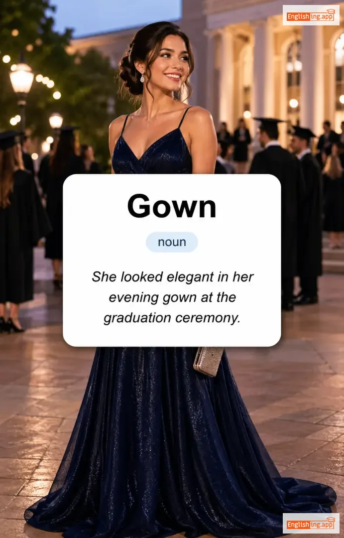 Gown definition card — visual illustration of the meaning
