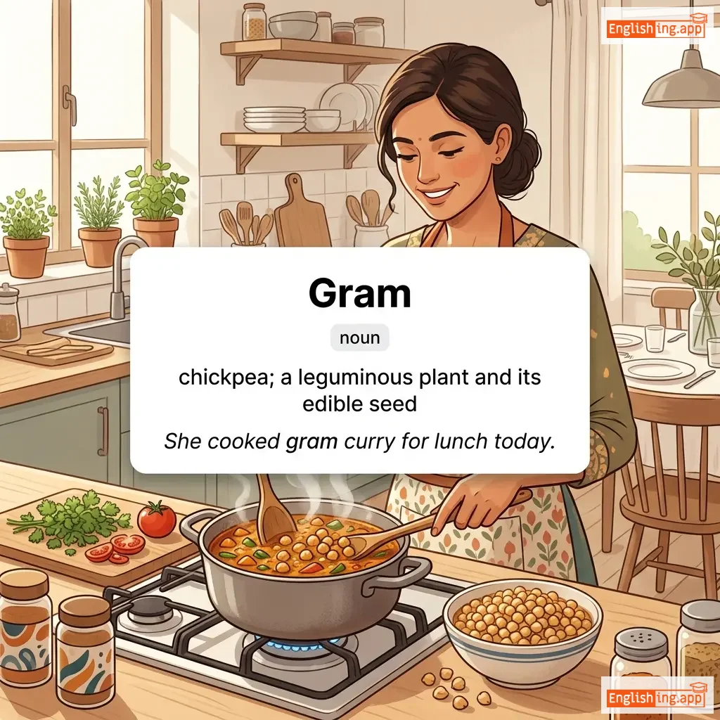 Gram definition card — visual illustration of the meaning