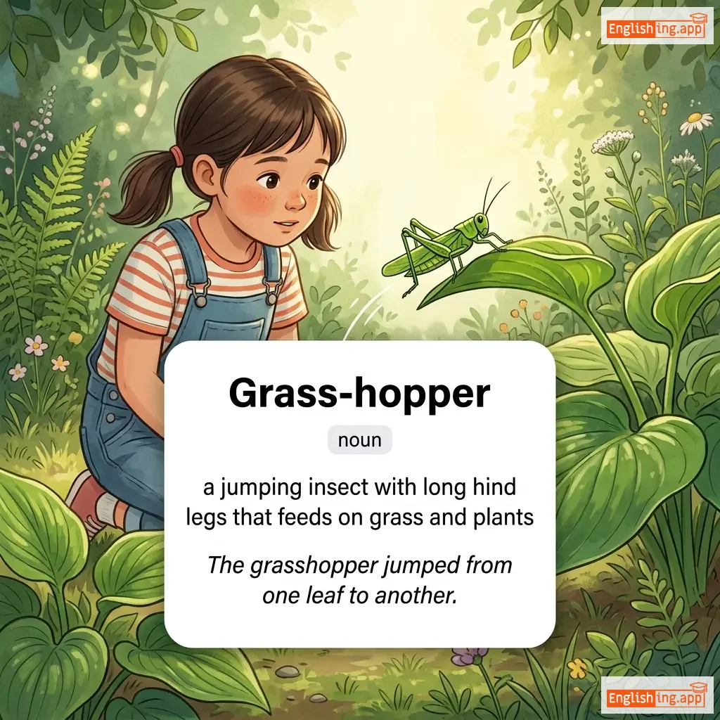 Grass-hopper definition card — visual illustration of the meaning