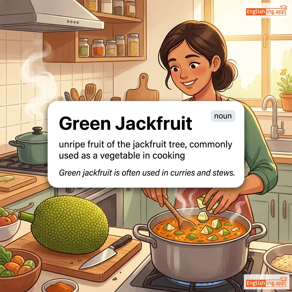 Green Jackfruit definition card — visual illustration of the meaning