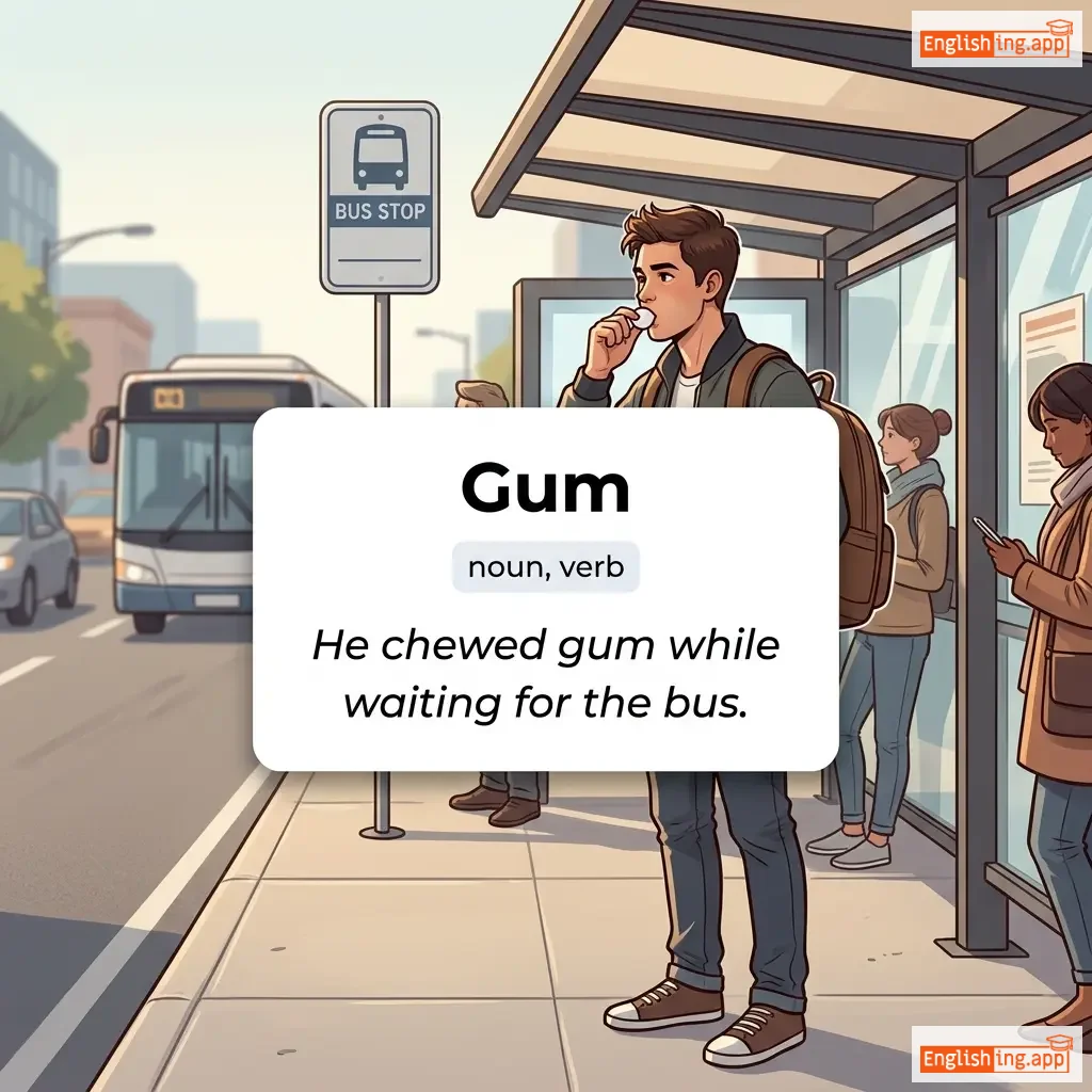 Gum definition card — visual illustration of the meaning