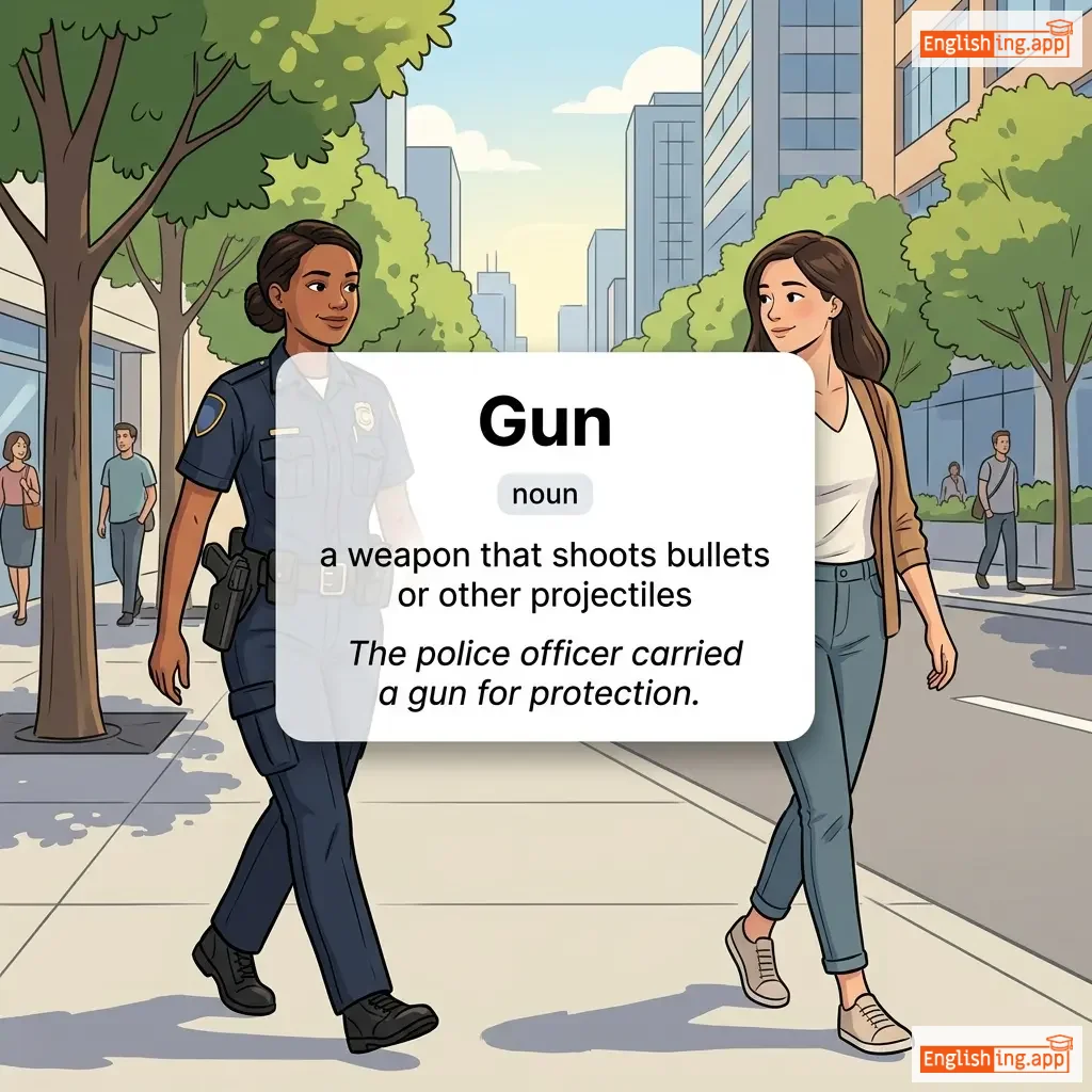 Gun definition card — visual illustration of the meaning