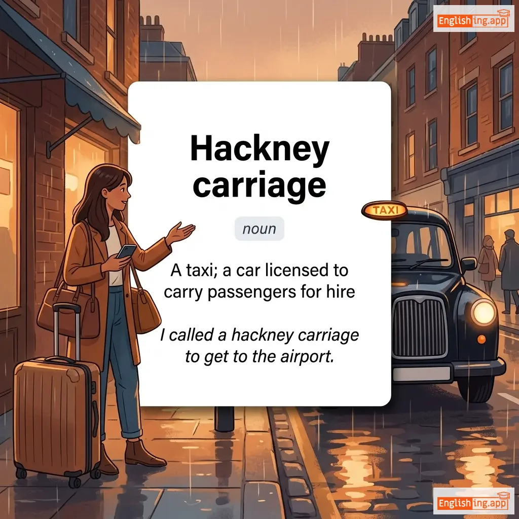 Hackney carriage definition card — visual illustration of the meaning