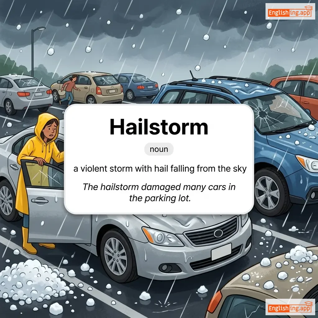 Hailstorm definition card — visual illustration of the meaning